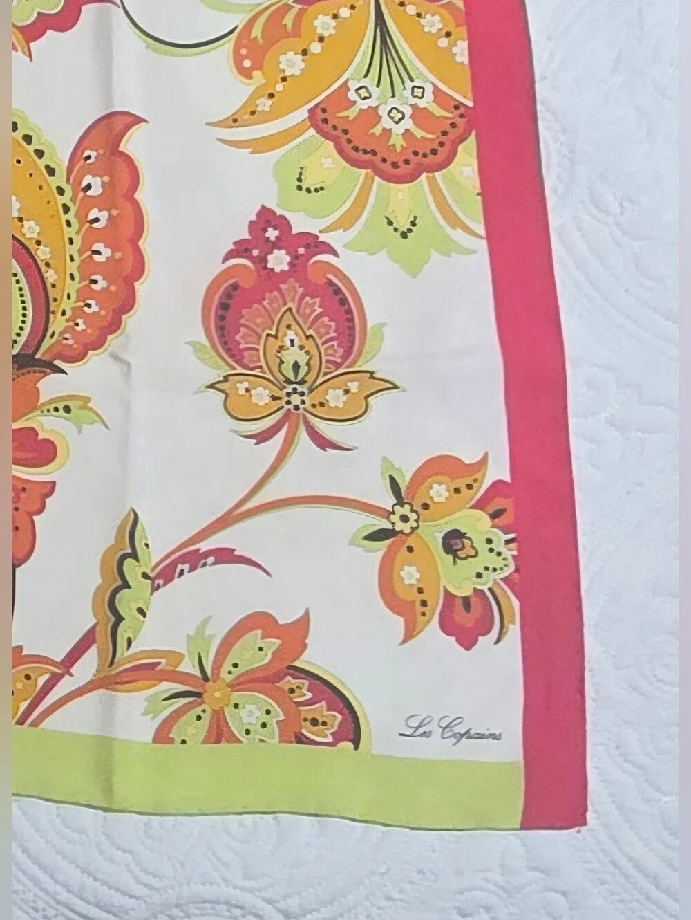 Les Copains 100% SILK Scarf, Vibrant Multicolor 35x35